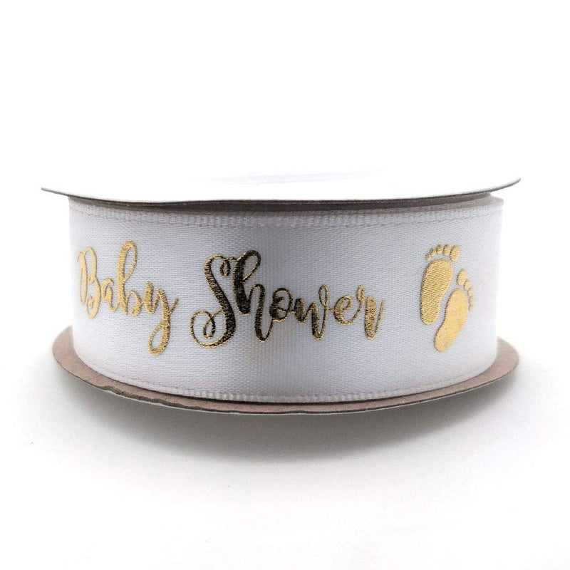 OLILLY Ribbon White and Gold for Baby Shower (White and Gold) - Image 1